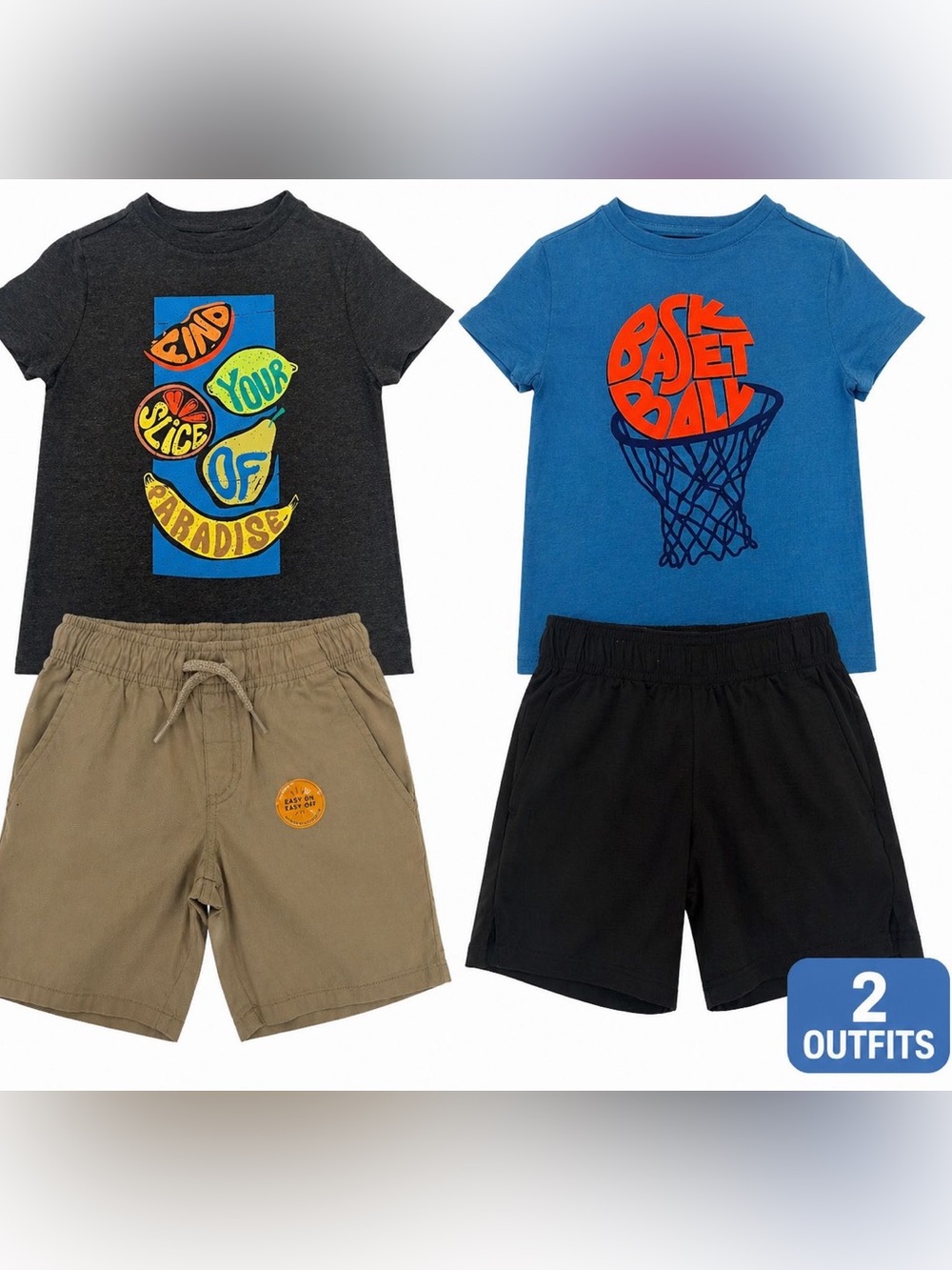 Boys XS 4/5 Summer Outfit Bundle 2 Sets Shirts Shorts Mix Match NWT